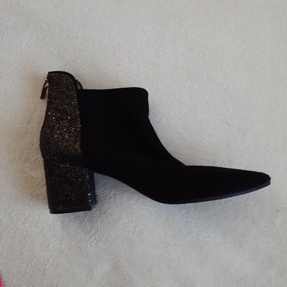 Adrianna Papell Women's Size 8.5 Honey Pump Black Suede Point Toe Glitter Boots - Picture 10 of 11
